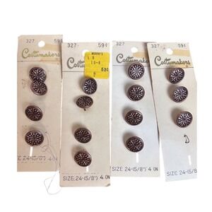 Costumakers Copper Tone Metal Buttons 5/8" Vintage Sewing Craft Supply 15 Count